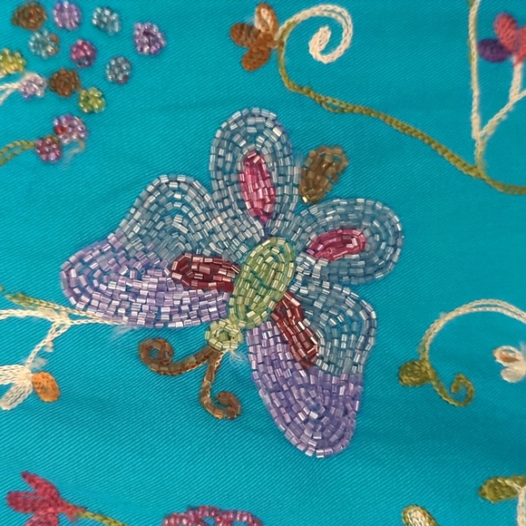 Quacker Factory Jacket Sz M Embellished Butterflies Flowers-321 - Picture 7 of 9